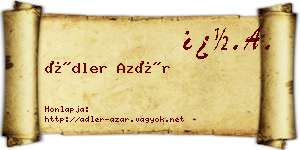 Ádler Azár névjegykártya